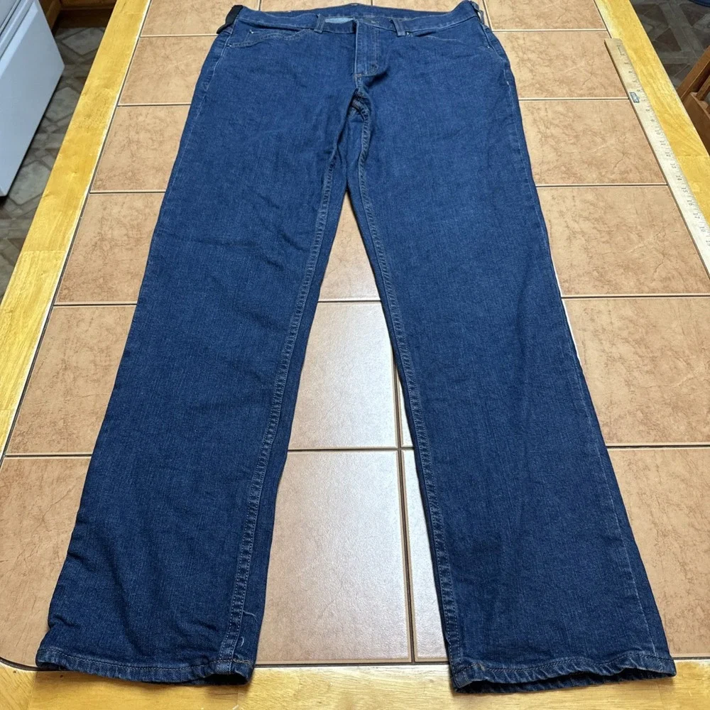 40 Grit Duluth Trading Jeans 34 x 32 Slim Fit Stretch Dark Wash Denim Pants Mens
